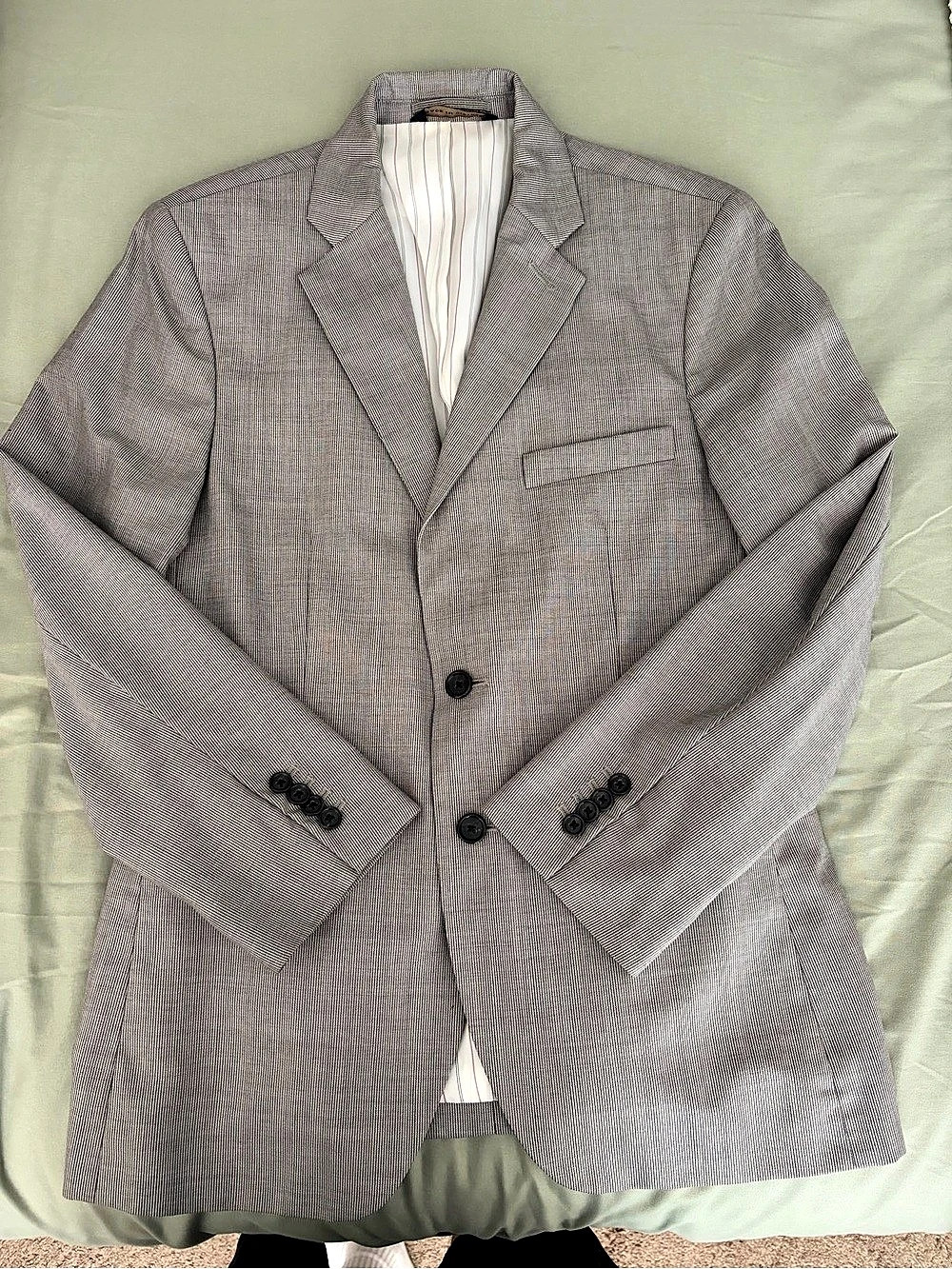 Banana Republic Striped Wool Blend Blazer in Gray Size 36S